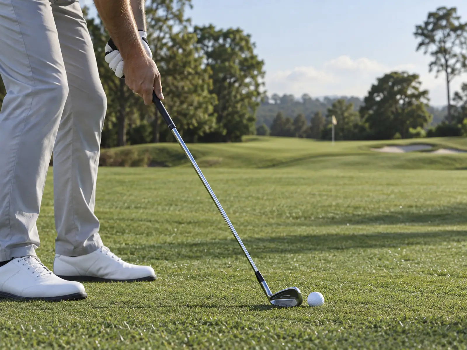 Conceptual image of a golfer preparing an iron shot
