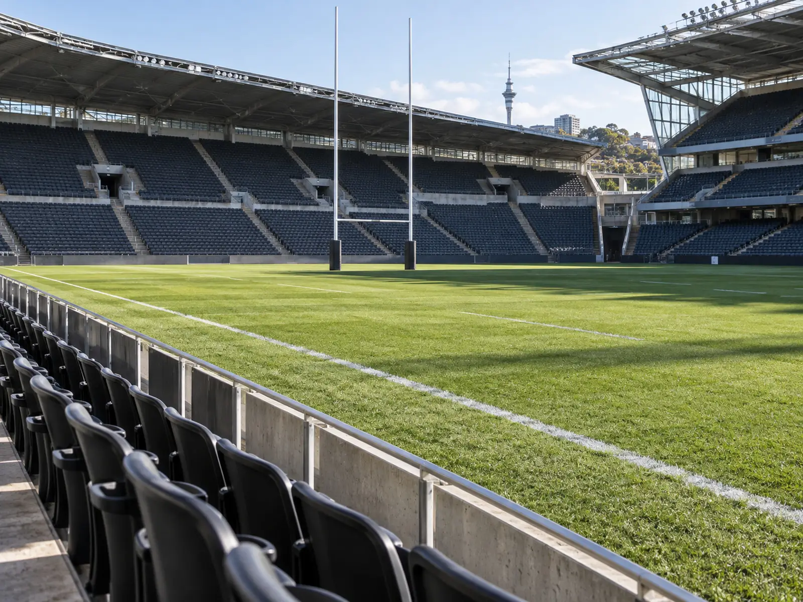 Conceptual image of an empty rugby stadium in Auckland