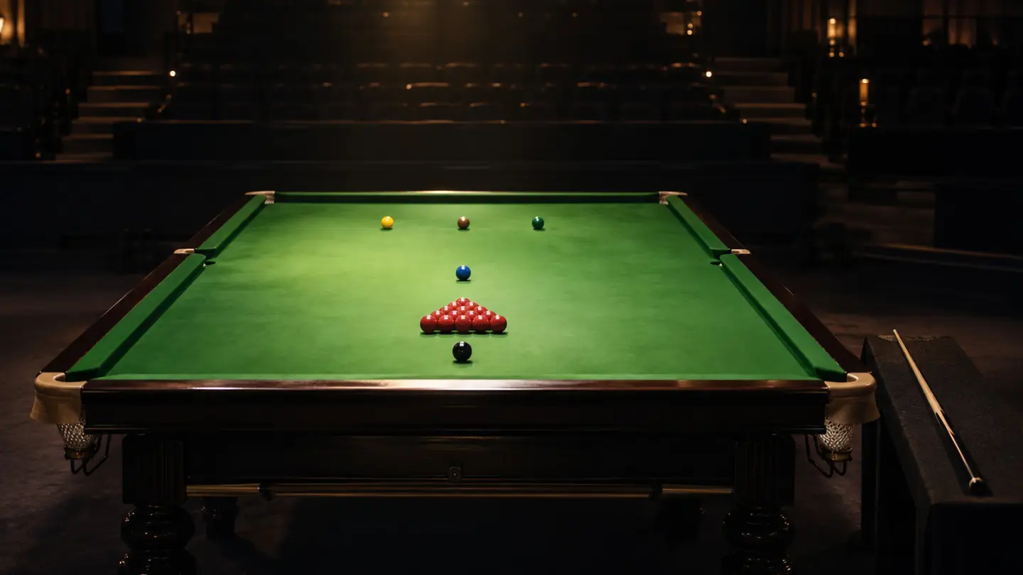 Conceptual image of an empty snooker table in a quiet arena