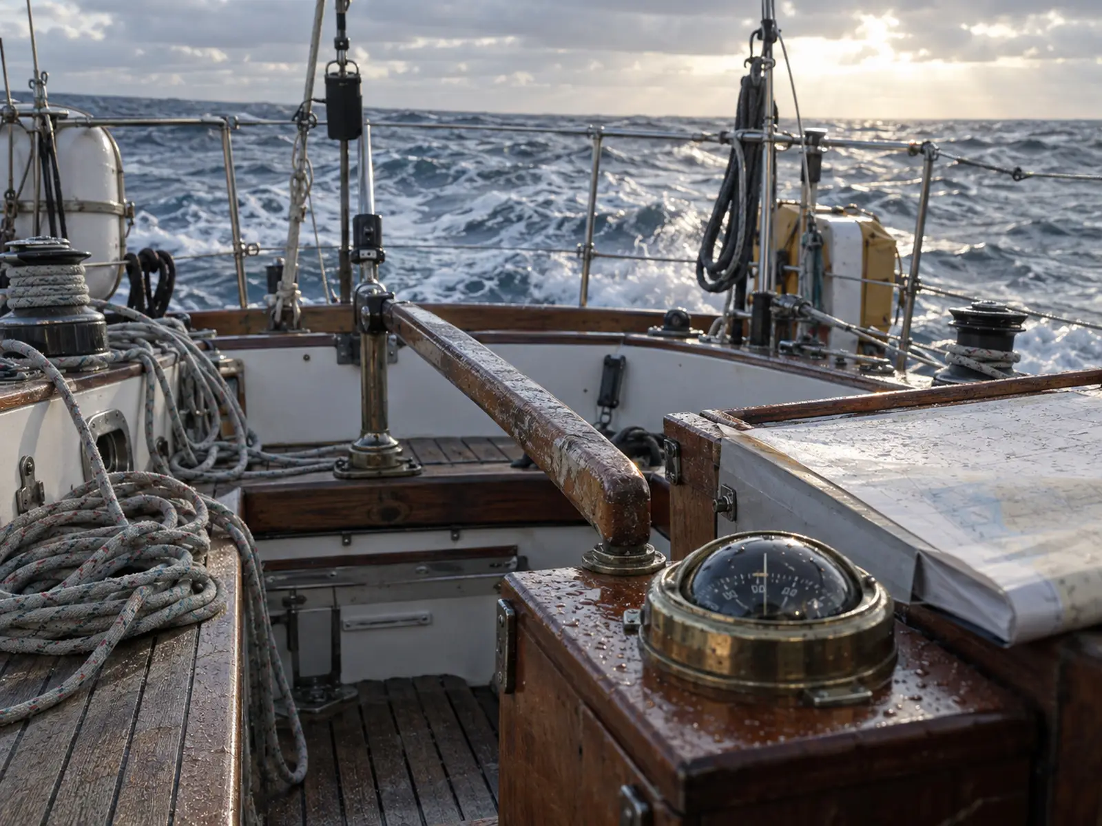 Conceptual image of the cockpit of a solo ocean-racing yacht