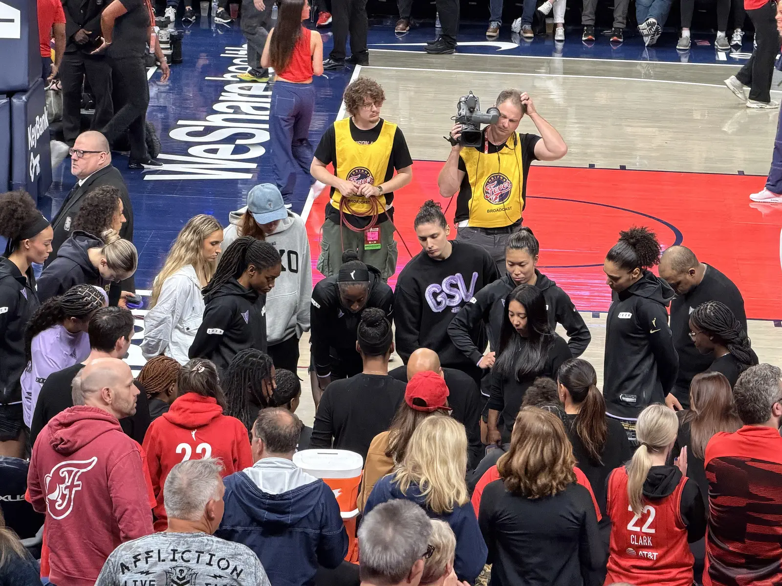 Golden State Valkyries team courtside at Indiana Fever in May 2026, archive photograph