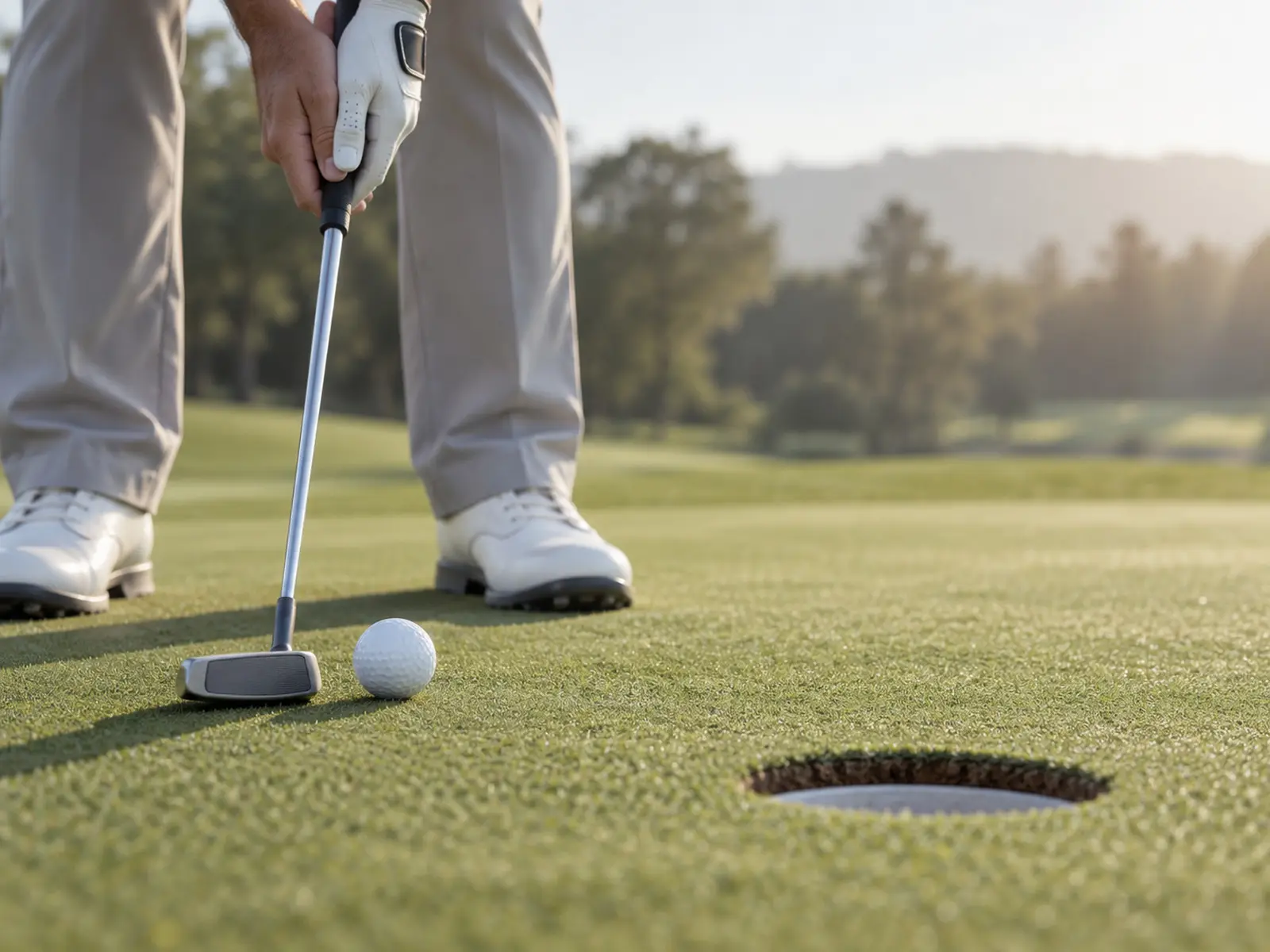 Conceptual image of a golf putt on a championship green; AI-generated illustration, not the reported event or named athlete