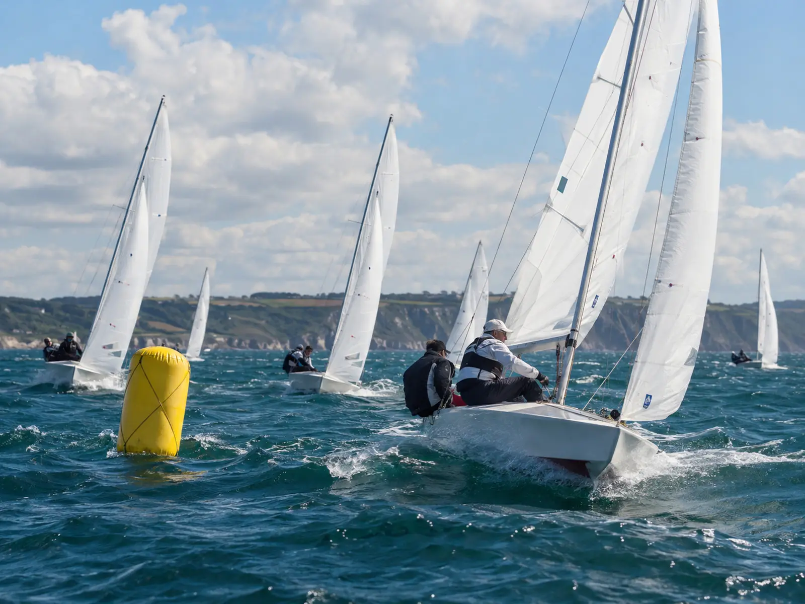 Conceptual illustration of Flying Fifteen European sailing championship; AI-generated, not a photograph of the actual participants or event