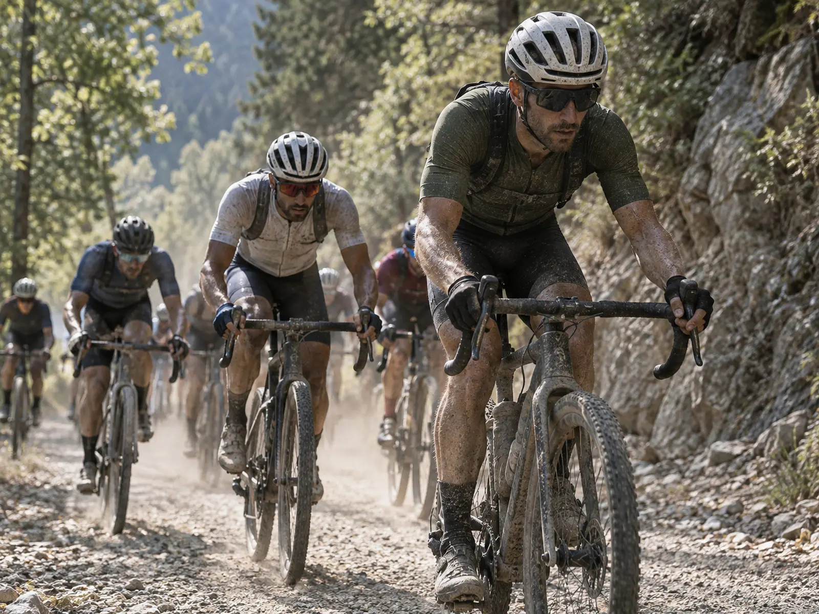 Conceptual illustration of Connor Swift gravel cycling world championship; AI-generated, not a photograph of the actual participants or event