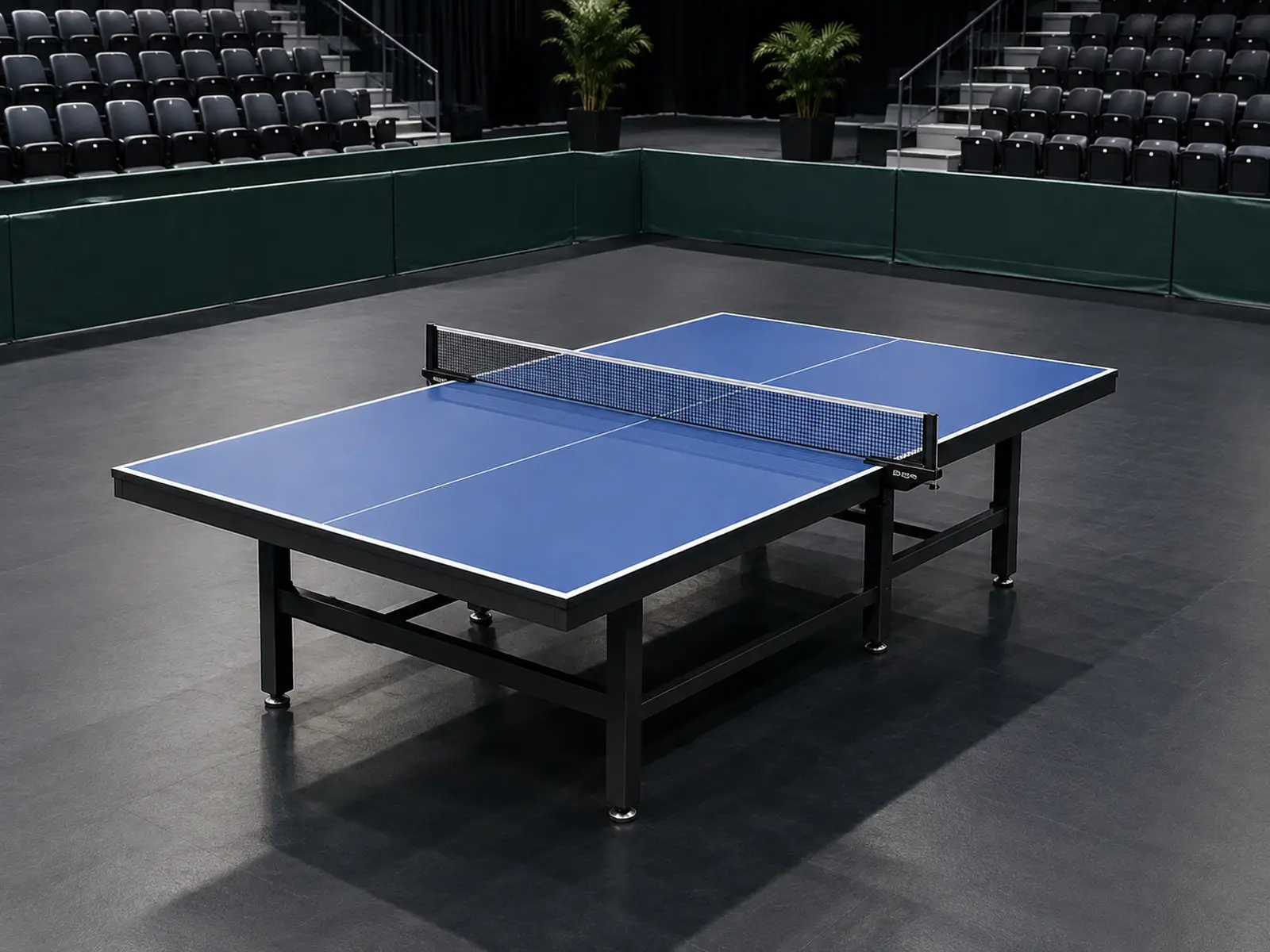 AI-generated conceptual illustration of a table-tennis arena; not Westchester Table Tennis Center or the reported matches
