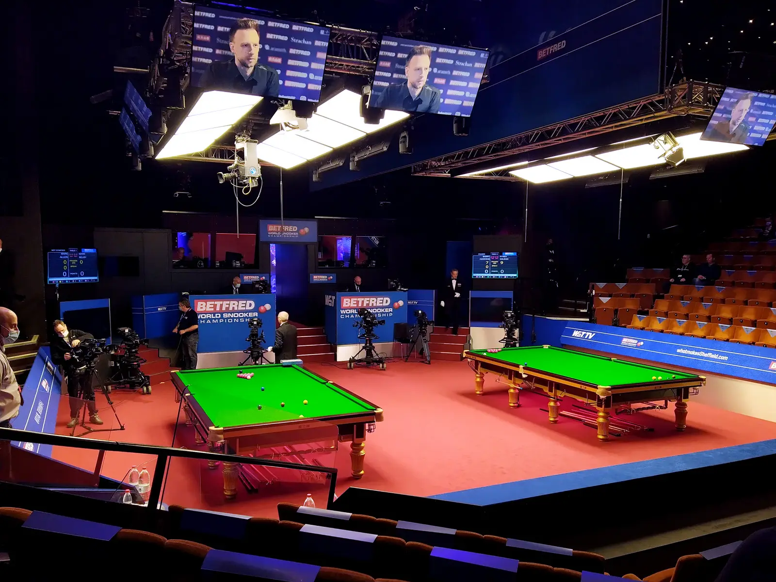 Archive photograph of the Crucible Theatre during the 2021 World Snooker Championship; not the Reading World Seniors event