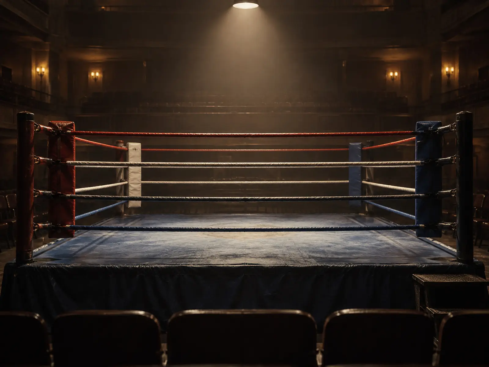 AI-generated illustration of an empty boxing ring for a remembrance article