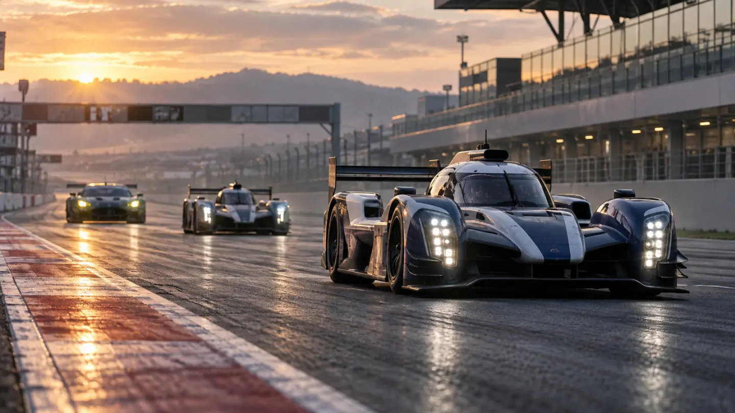AI-generated illustration of anonymous endurance racing cars; not the invited teams or a Le Mans race